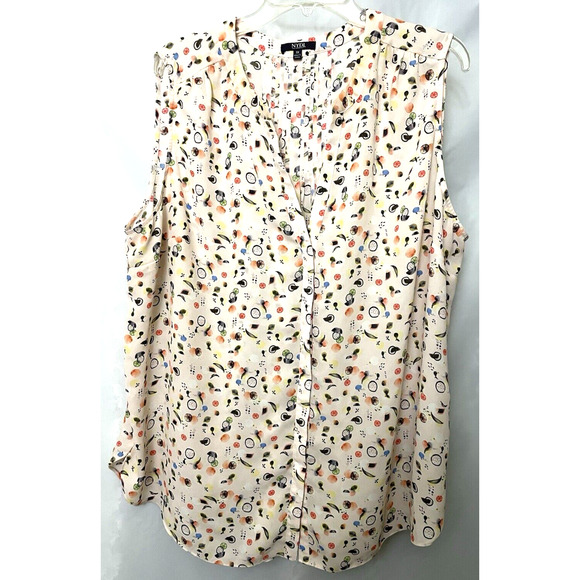 NYDJ Top Bottom Up Top Women’s Size 1X Vegetables Print Ale lees - Picture 1 of 8
